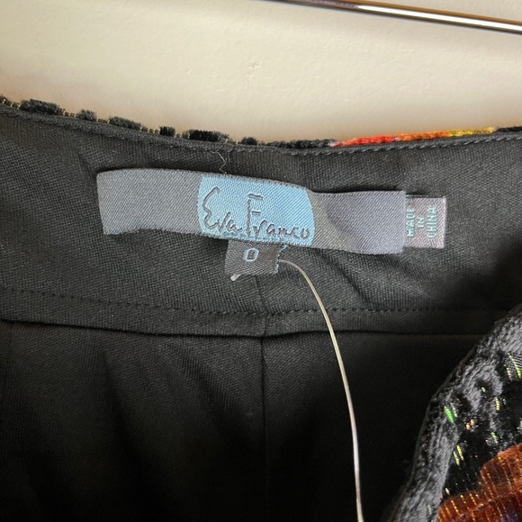 Anthropologie NWT Eva Franco Sz 0 Velvet Wide Leg Pants Black Motif Floral Glam - Picture 5 of 16